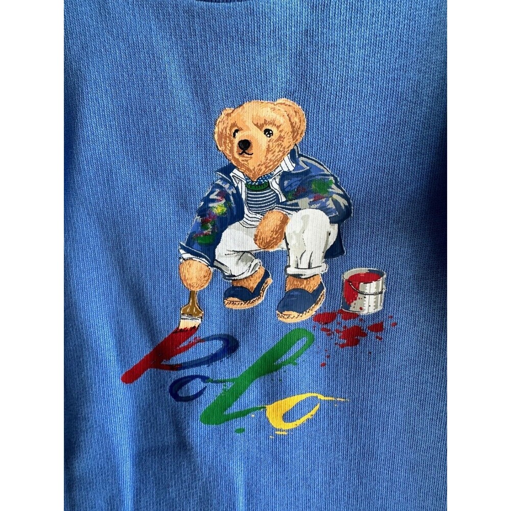 NWT Ralph Lauren Baby Boys 3 mos 6 mos 9 mos Romper  Blue Polo Bear fleece - Picture 4 of 8